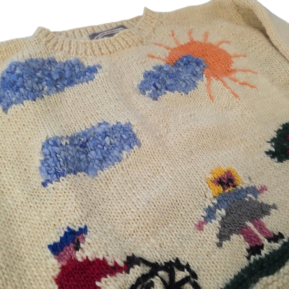 GUSTO Hand Knit Wool Sweater | Vintage Scenic Graphic | Made in Uruguay | Size S - Picture 3 of 9